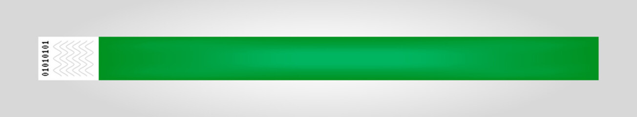 Vector illustration of green cheap empty bracelet or wristband. Sticky hand entrance event paper bracelet isolated. Template or mock up suitable for various uses of identification.