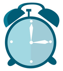 A teal colored alarm clock, vector color illustration.
