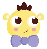 A happy baby boy holding a bottle, vector color illustration.