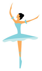 A lady ballerina, vector color illustration.
