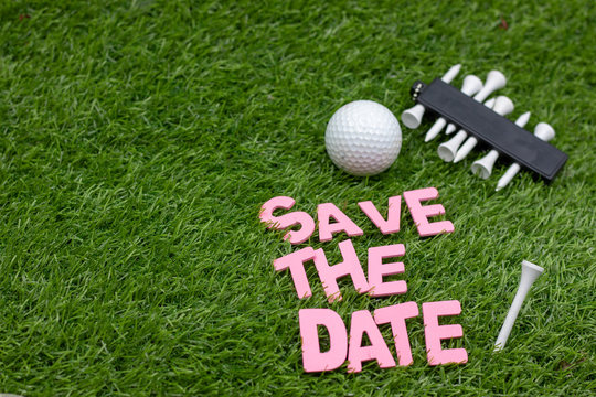 Golf Save The Date Are On Green Grass