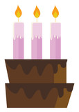 Pink candles on a cake, vector color illustration.