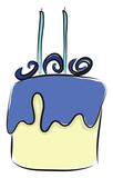 A cake with a candles, vector color illustration.