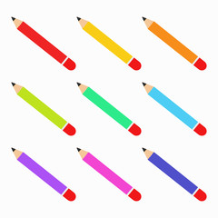 Multicolored pencils. Set of pencils. Wood pencils. Vector illustration. EPS 10.
