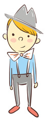 A boy in a hat, vector color illustration.