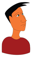 A boy in a red shirt, vector color illustration.