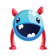 Happy cartoon monster colorful white background vector illustration.