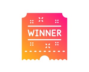 Winner ticket icon. Amusement park award sign. Classic flat style. Gradient winner ticket icon. Vector