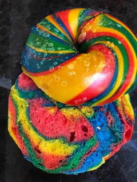 Sliced Rainbow Bagel