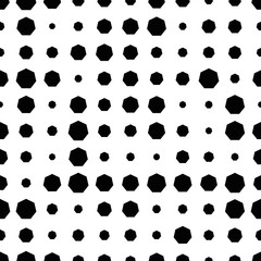 Abstract halftone seamless pattern with hexagon, geometric shapes. Vector illustration.  