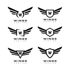 Wings logo set vector