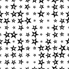 Naklejka premium Abstract seamless pattern with halftone stars. Geometric background. Screen print. Vector illustration. 