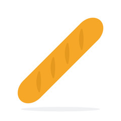 Long white baguette vector flat material design isolated object on white background.