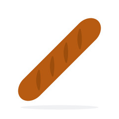 Long black baguette vector flat material design isolated object on white background.