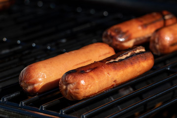 Hotdogs on grill
