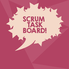 Conceptual hand writing showing Scrum Task Board. Concept meaning visual display progress of team during task or operation Oval Color Speech Bubble with Stars as Outline Text Space