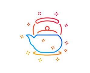 Teapot line icon. Hot drink sign. Fresh beverage in kettle symbol. Gradient design elements. Linear teapot icon. Random shapes. Vector