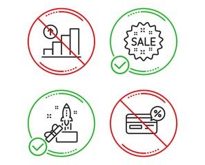 Do or Stop. Innovation, Sale and Graph chart icons simple set. Cashback sign. Crowdfunding, Shopping star, Growth report. Non-cash payment. Finance set. Line innovation do icon. Prohibited ban stop