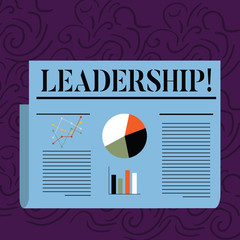 Text sign showing Leadership. Business photo text Ability Activity involving leading a group of showing or company Colorful Layout Design Plan of Text Line, Bar, Linear and Pie Chart Diagram