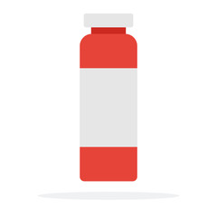 Shampoo in a bottle of hair vector flat material design isolated object on white background.