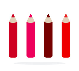 Pencils for lips vector flat material design isolated object on white background.