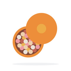 Powder in the balls vector flat material design isolated object on white background.