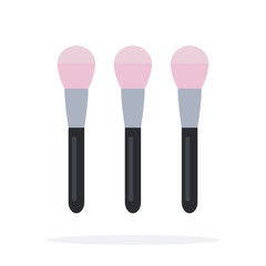 Brushes for applying blush vector flat material design isolated object on white background.