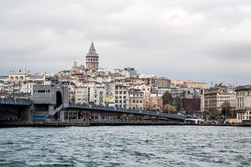 Fototapeta premium The passage Bosphorus, view from water on the city of Istanbul