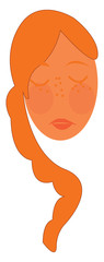 A girl with freckles vector or color illustration