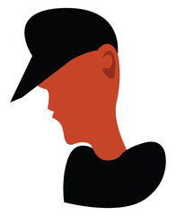 Boy wearing black hat vector or color illustration
