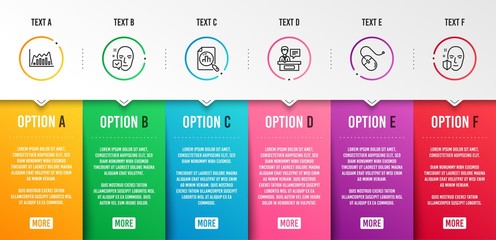 Computer mouse, Analytics graph and Infographic graph icons simple set. Face accepted, Exhibitors and Face protection signs. Pc device, Chart report. Science set. Infographic template. Vector