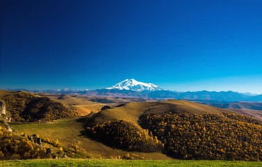 Fototapeta premium Mount Elbrus, beautiful view of snow tops of the North Caucasus