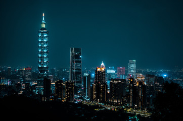 Beautiful Taipei skyline at night.  Taiwan