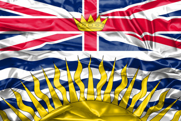 Flag of British Columbia state of Canada on soft and smooth silk texture