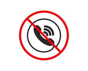 No or Stop. Call center service icon. Phone support sign. Feedback symbol. Prohibited ban stop symbol. No call center icon. Vector
