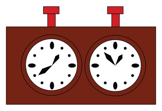 Simple vector illustration of a brown chess clock on white background.
