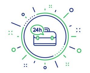 24 hour service line icon. Support help sign. Feedback symbol. Quality design elements. Technology 24h service button. Editable stroke. Vector