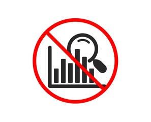 No or Stop. Search icon. Audit analysis sign. Magnify glass. Prohibited ban stop symbol. No search icon. Vector