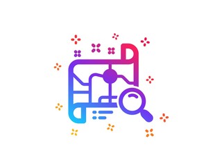 Search map icon. Find location address sign. Dynamic shapes. Gradient design search map icon. Classic style. Vector