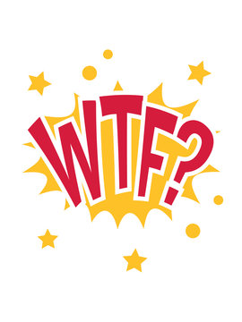 comic wtf what the fuck was zum teufel zur h&ouml;lle sterne sprechblase cartoon denkblase rahmen umrandung kontur textrahmen text schreiben zacken cool design retro logo