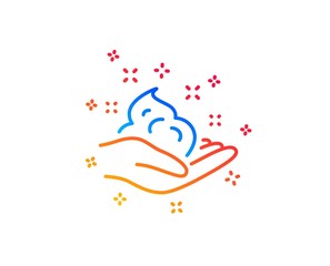 Hand cream line icon. Skin care Gel or lotion sign. Gradient design elements. Linear skin care icon. Random shapes. Vector