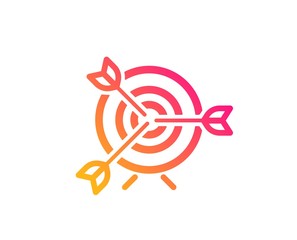 Target icon. Marketing targeting strategy symbol. Aim with arrows sign. Classic flat style. Gradient target icon. Vector