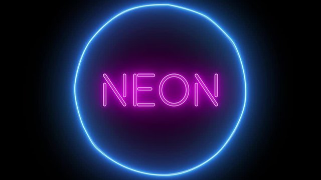 Animation zoom flashing neon sign 'Neon' No background