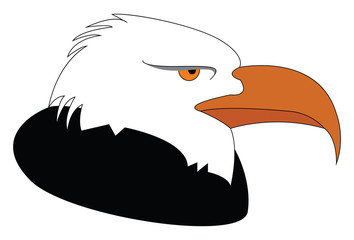 Profile of a black and white eagle vector illustration on white background