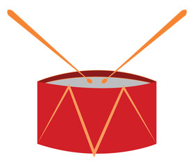 Red toy drum vector illustration on white background