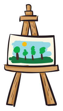 Easel with canvas vector illustration on white background