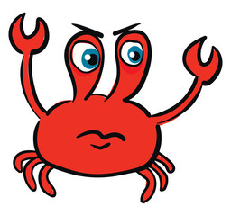 Angry red crab illustration color vector on white background © Morphart