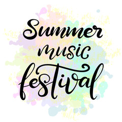 Music festival lettering vector illustration