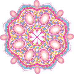 Tasty candy pink gems vector mandala decoration for web design, festivals,posters,printing,holidays,coffee shops menu,donuts packaging