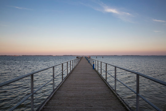 Germany, Ruegen, Dranske, Sea Bridge in the morning light